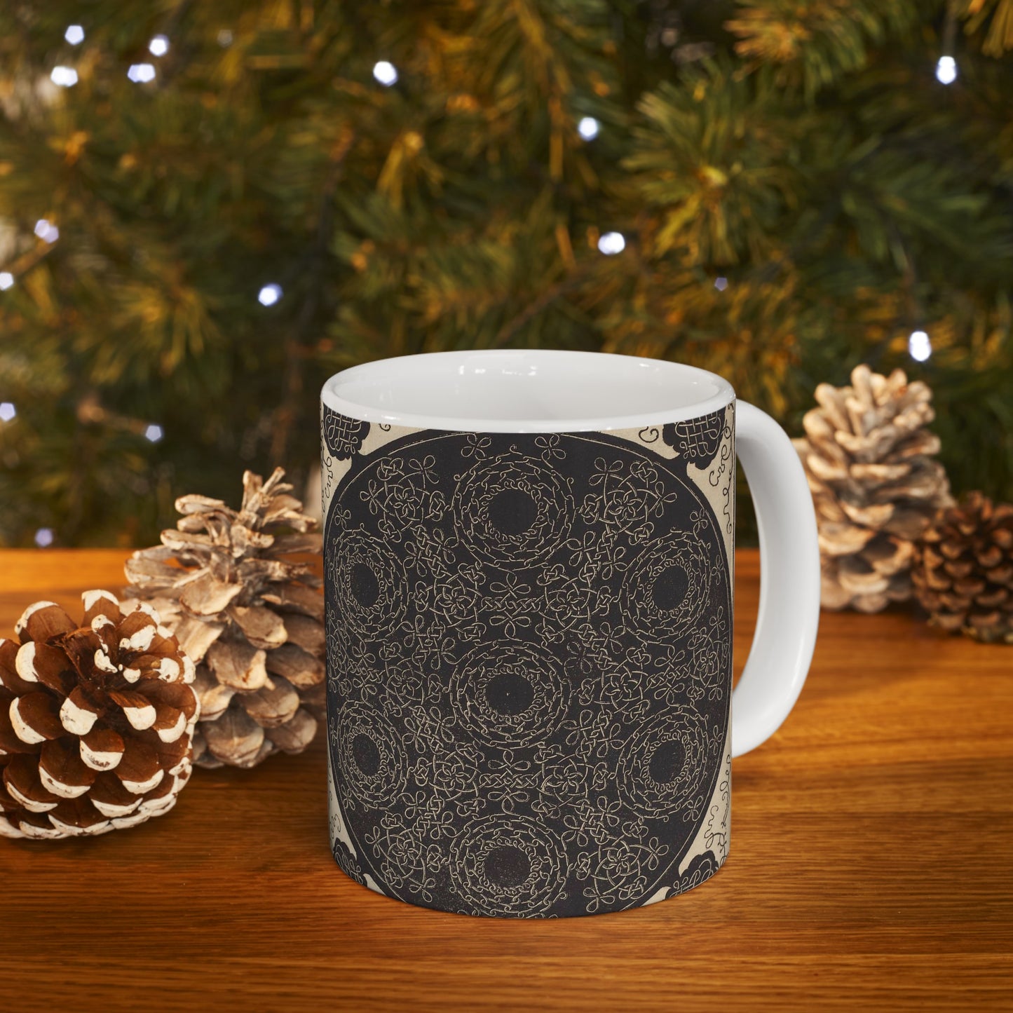 The Fourth Knot (combining seven circular groups of knots with black centers) Beautiful Novelty Ceramic Coffee Mug 11oz