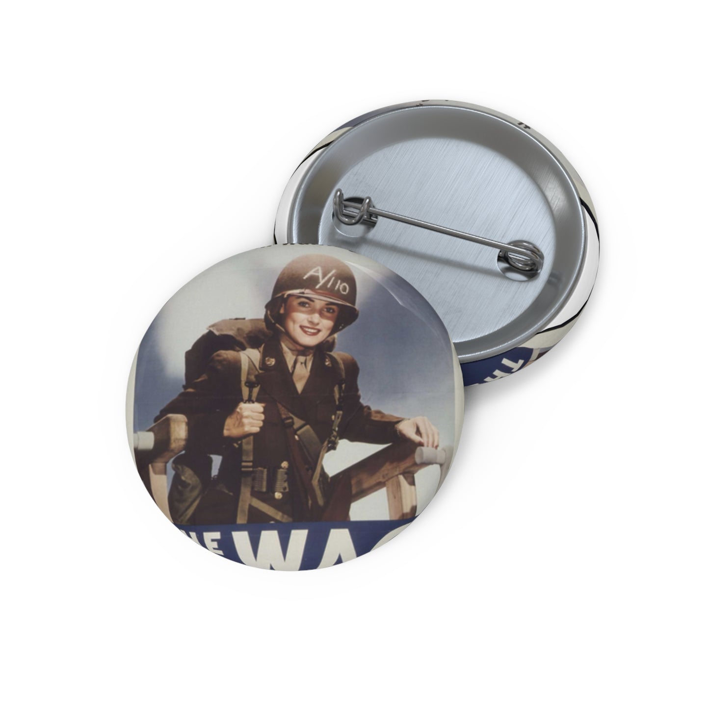 "I'd Rather Be With Them - Than Waiting" - NARA - 513677 Pin Buttons with Crisp Design