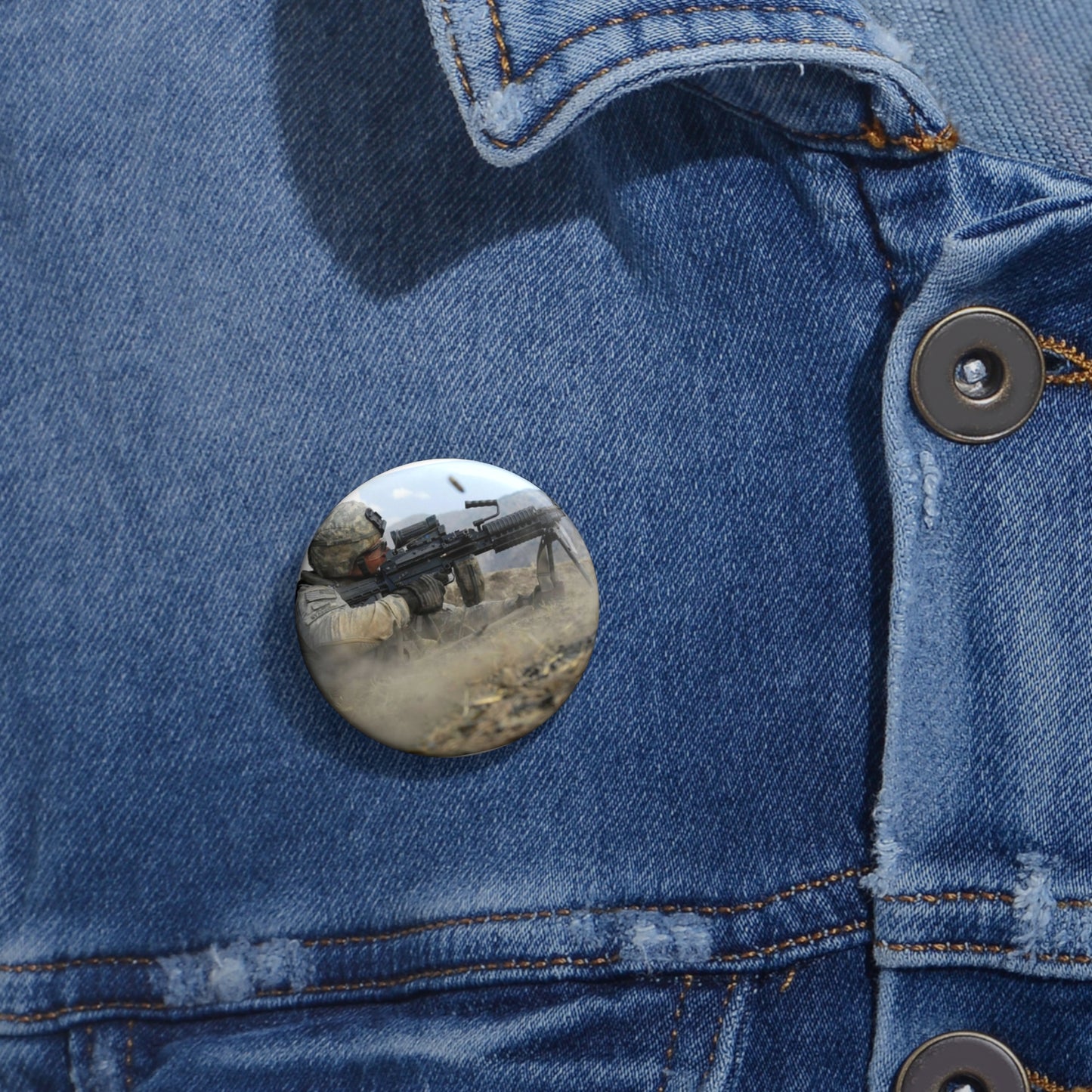 U.S. Army Pvt. John Stafinski, a native of Seville, Pin Buttons with Crisp Design
