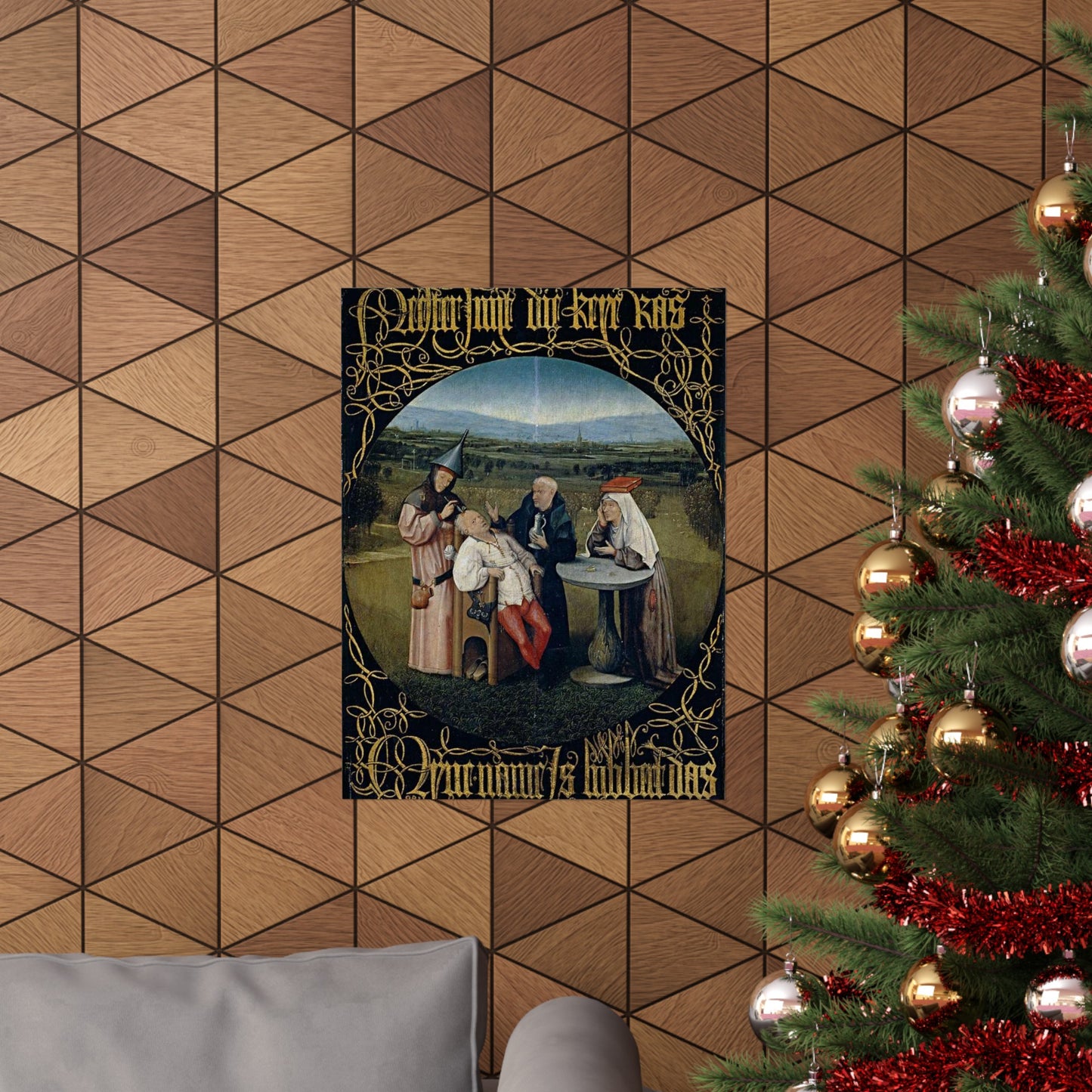 Hieronymus Bosch 053 - A painting of a group of people sitting around a table High Quality Matte Wall Art Poster for Home, Office, Classroom