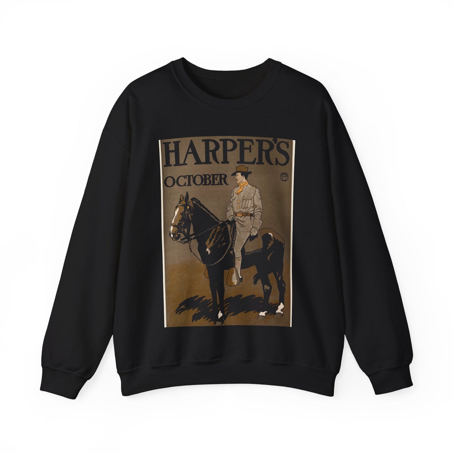 Edward Penfield - Edward Penfield, Harper's October Black Heavy Blend Adult Crew Neck SweatShirt