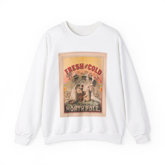 Fresh and cold--Lager beer direct from the North Pole / lith. by A. Hoen & Co. Baltimore, MD. White Heavy Blend Adult Crew Neck SweatShirt