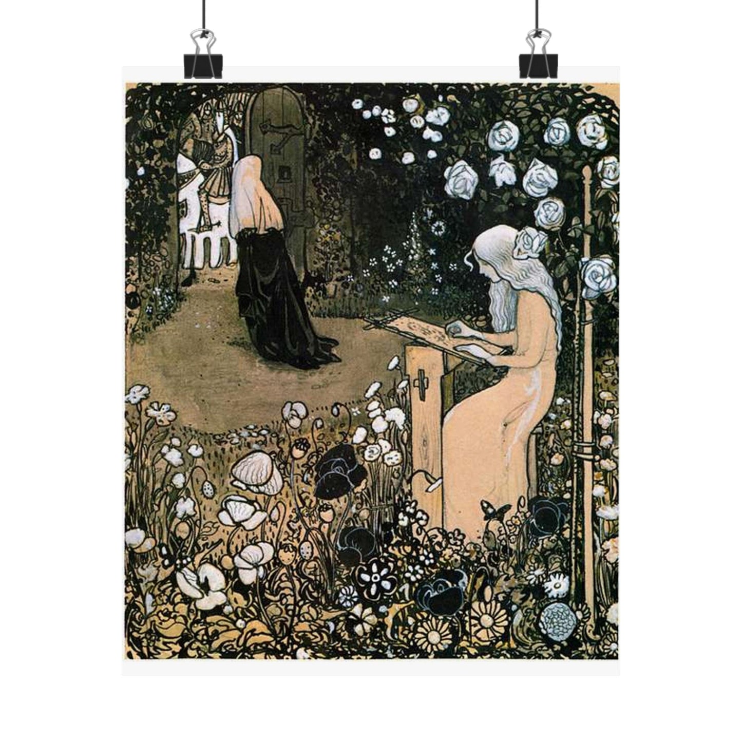 Jolantha 2 by John Bauer 1907 - Drawing. Public domain image. High Quality Matte Wall Art Poster for Home, Office, Classroom