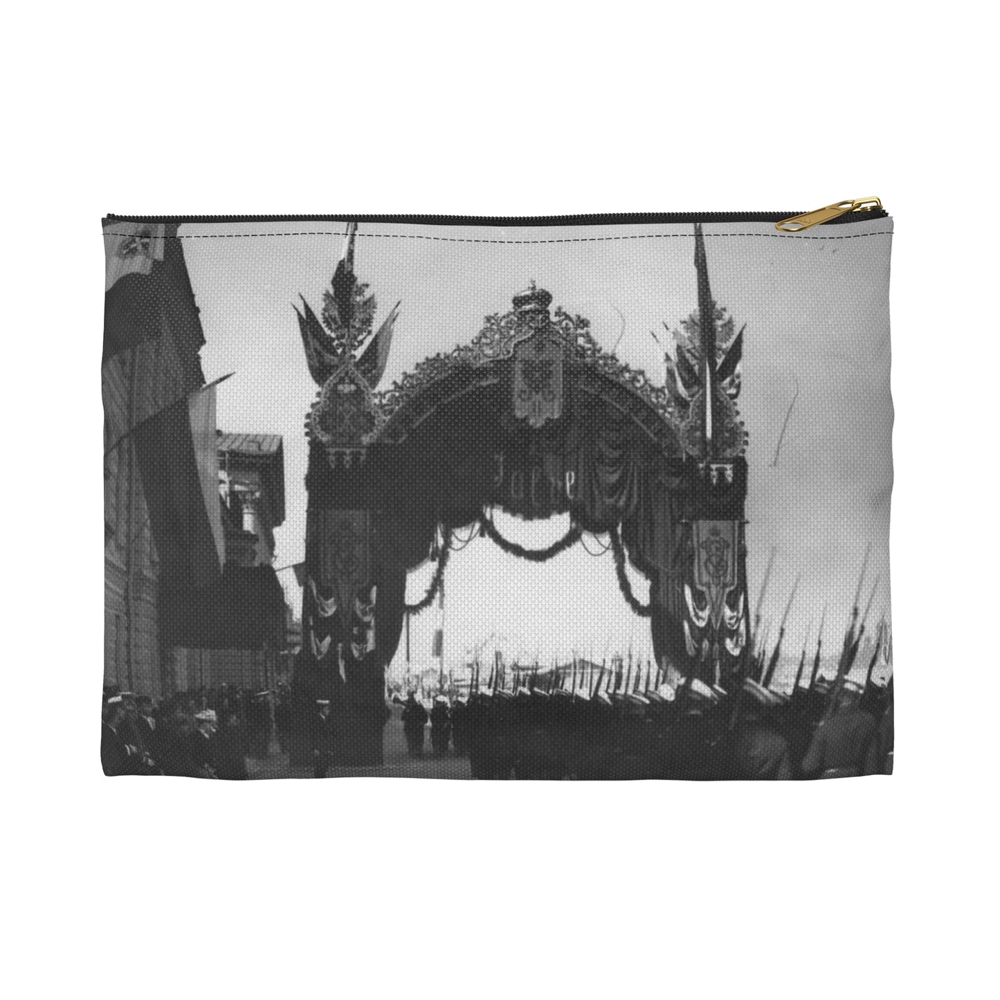 Triumphal gate built for a Visit of the Italian King Victor Emmanuel III to Russia, 1902. Large Organizer Pouch with Black Zipper