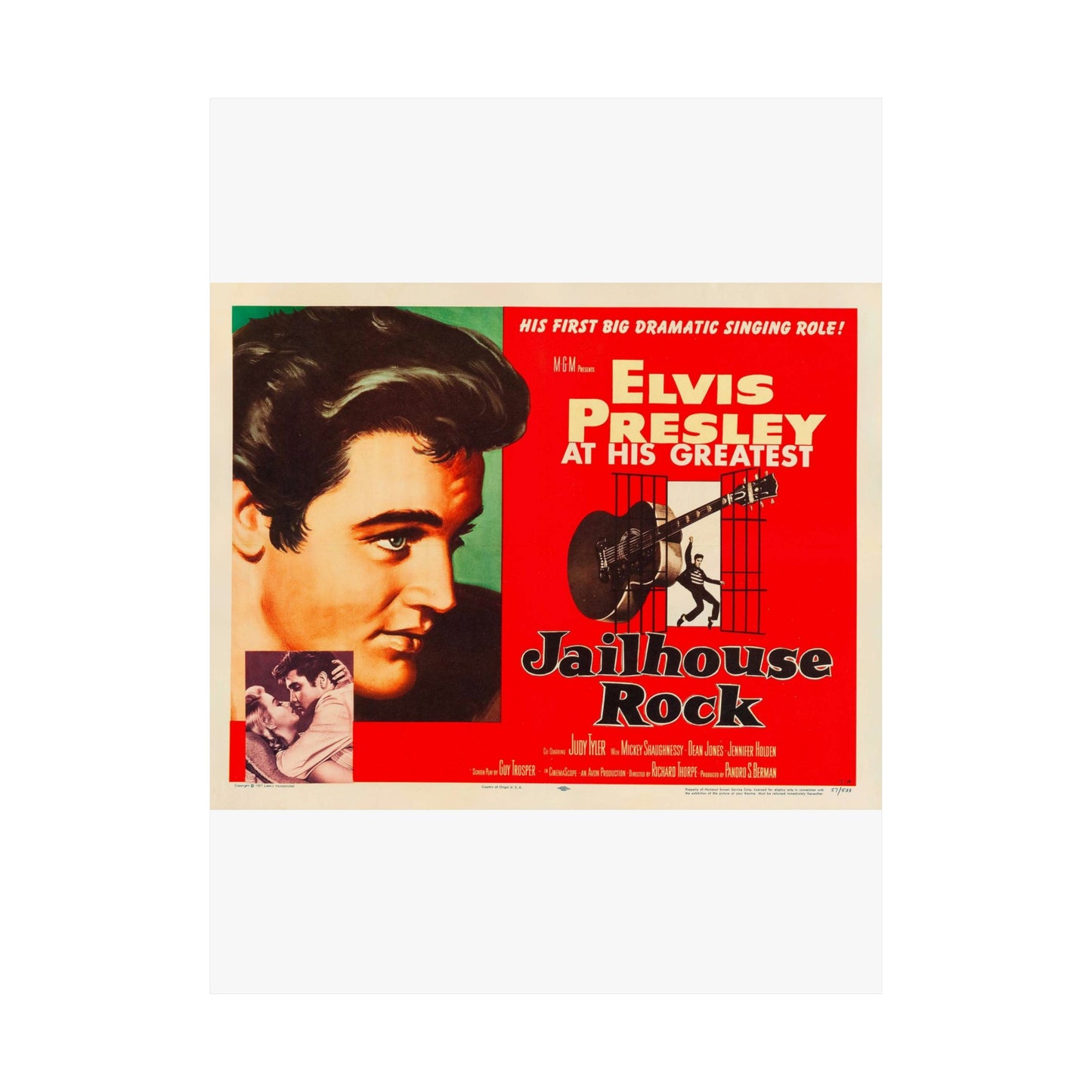 Jailhouse Rock (1957 poster - half-sheet) High Quality Matte Wall Art Poster for Home, Office, Classroom