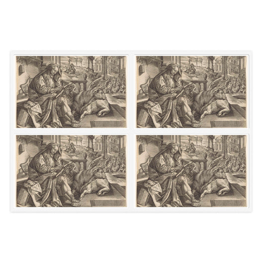 Johannes Wierix - Evangelist Lucas Laminated UV Protective Vinyl Stickers