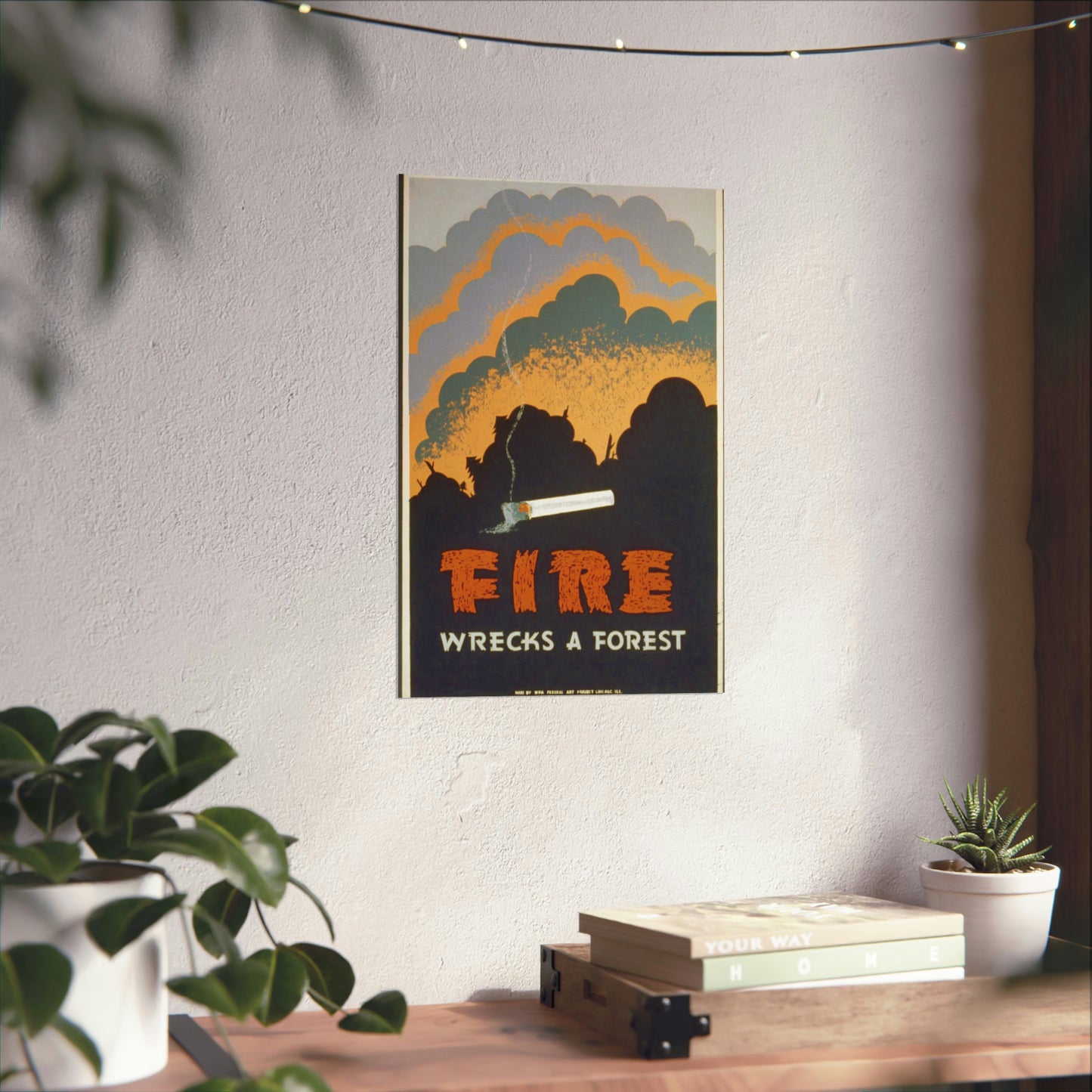 Fire wrecks a forest, Art Deco Poster High Quality Matte Wall Art Poster for Home, Office, Classroom