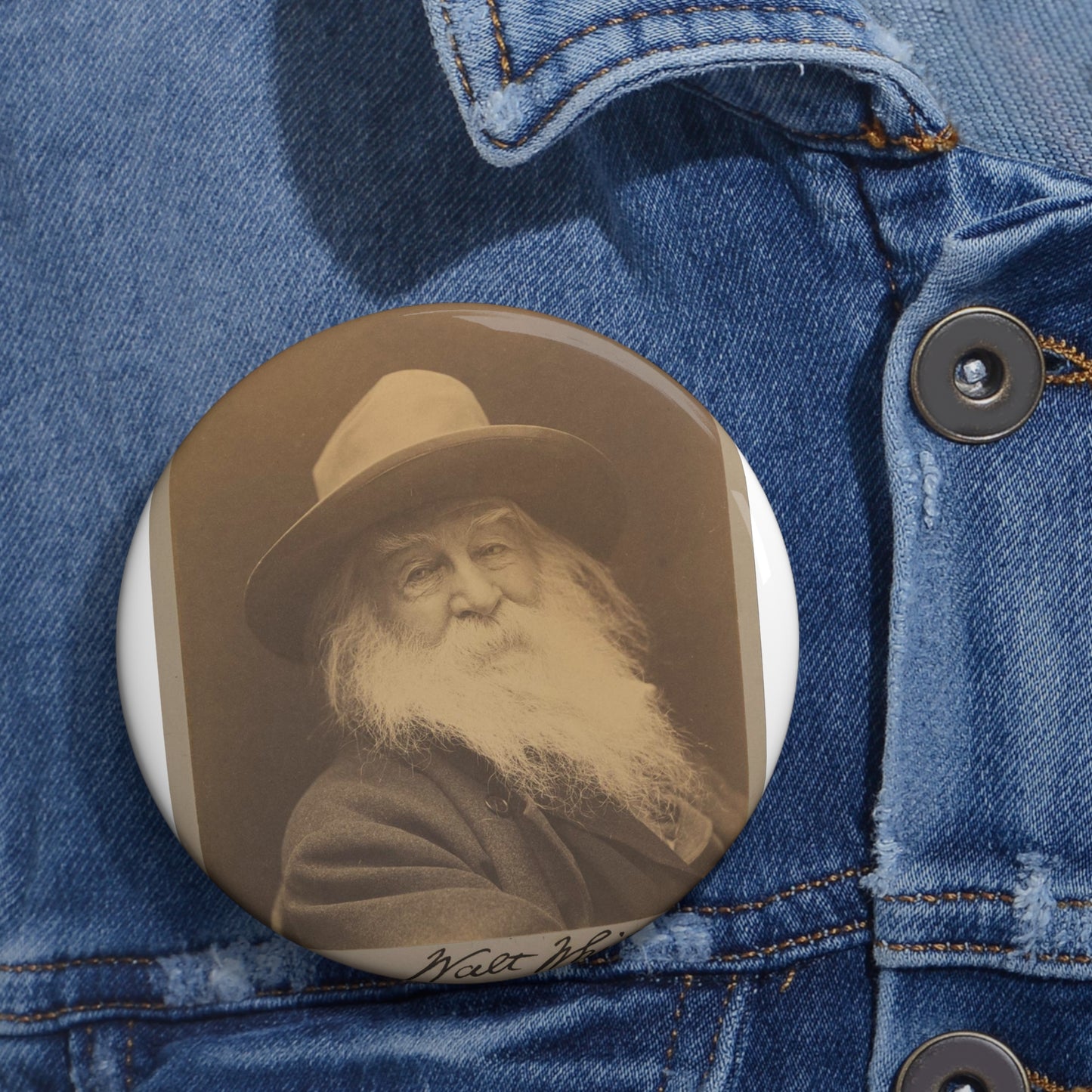 George C. Cox - Walt Whitman - Google Art Project Pin Buttons with Crisp Design