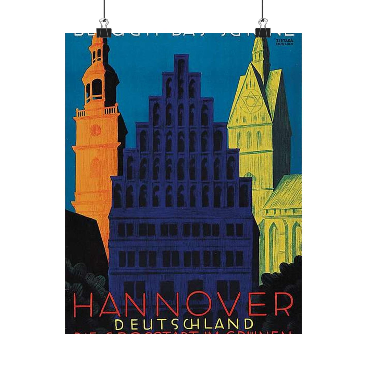 1930 circa Valentin Zietara Plakat Hannover, die Großstadt im Grünen High Quality Matte Wall Art Poster for Home, Office, Classroom