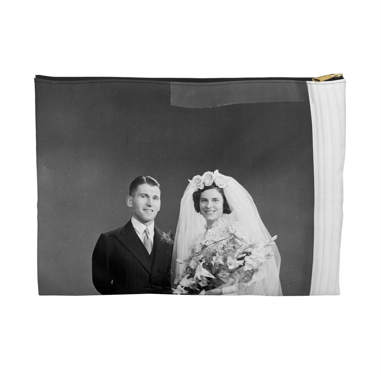 Atkins-Plummer wedding: the bride and groom Large Organizer Pouch with Black Zipper