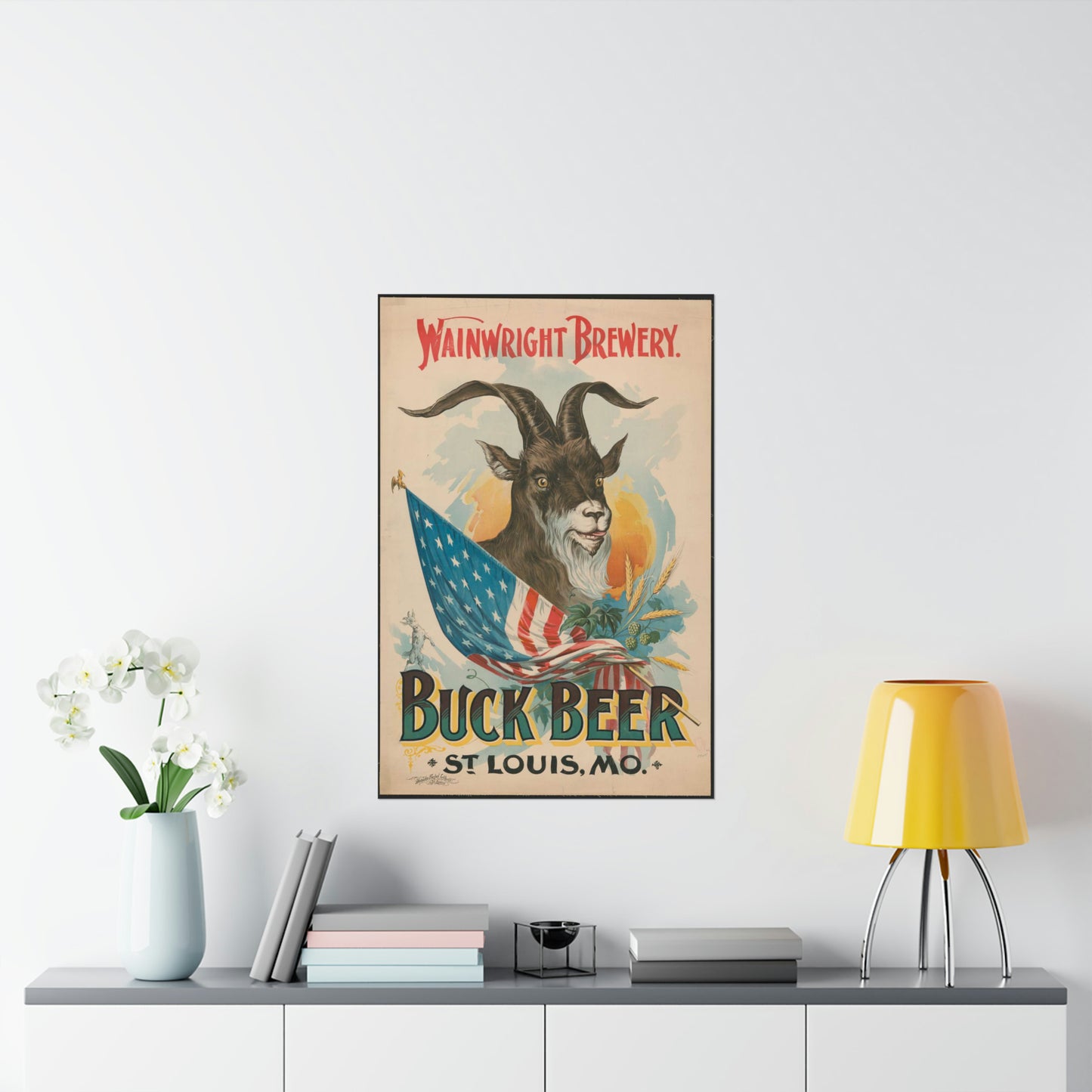 Wainwright Brewery, Buck Beer, St. Louis, MO High Quality Matte Wall Art Poster for Home, Office, Classroom