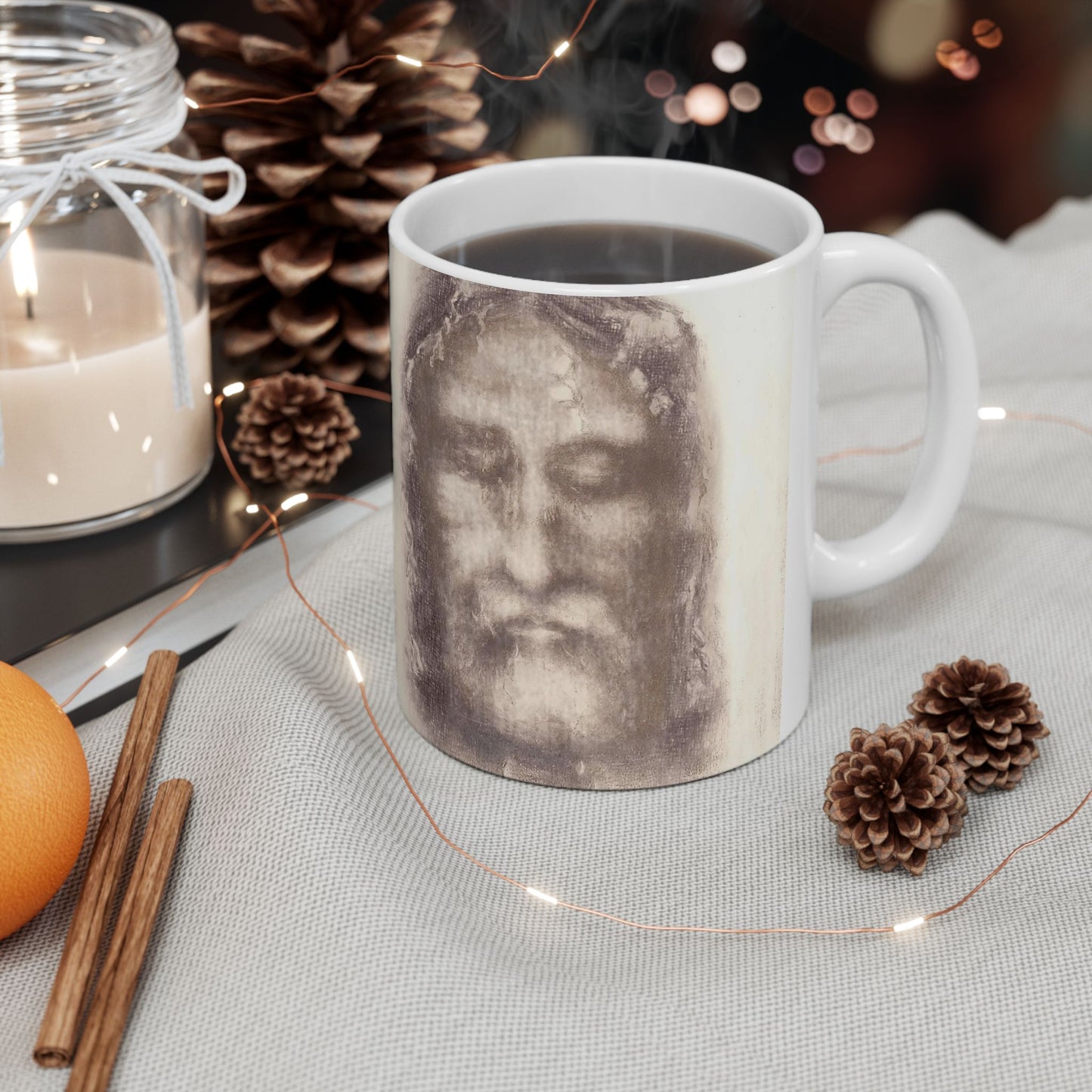 Holy Face of Jesus from Shroud of Turin (1909) Beautiful Novelty Ceramic Coffee Mug 11oz