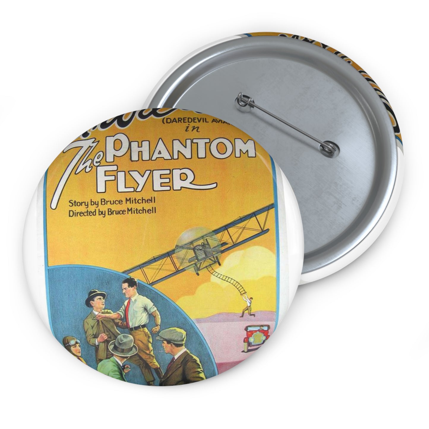 Phantom Flyer 1928 - Art Deco public domain image Pin Buttons with Crisp Design