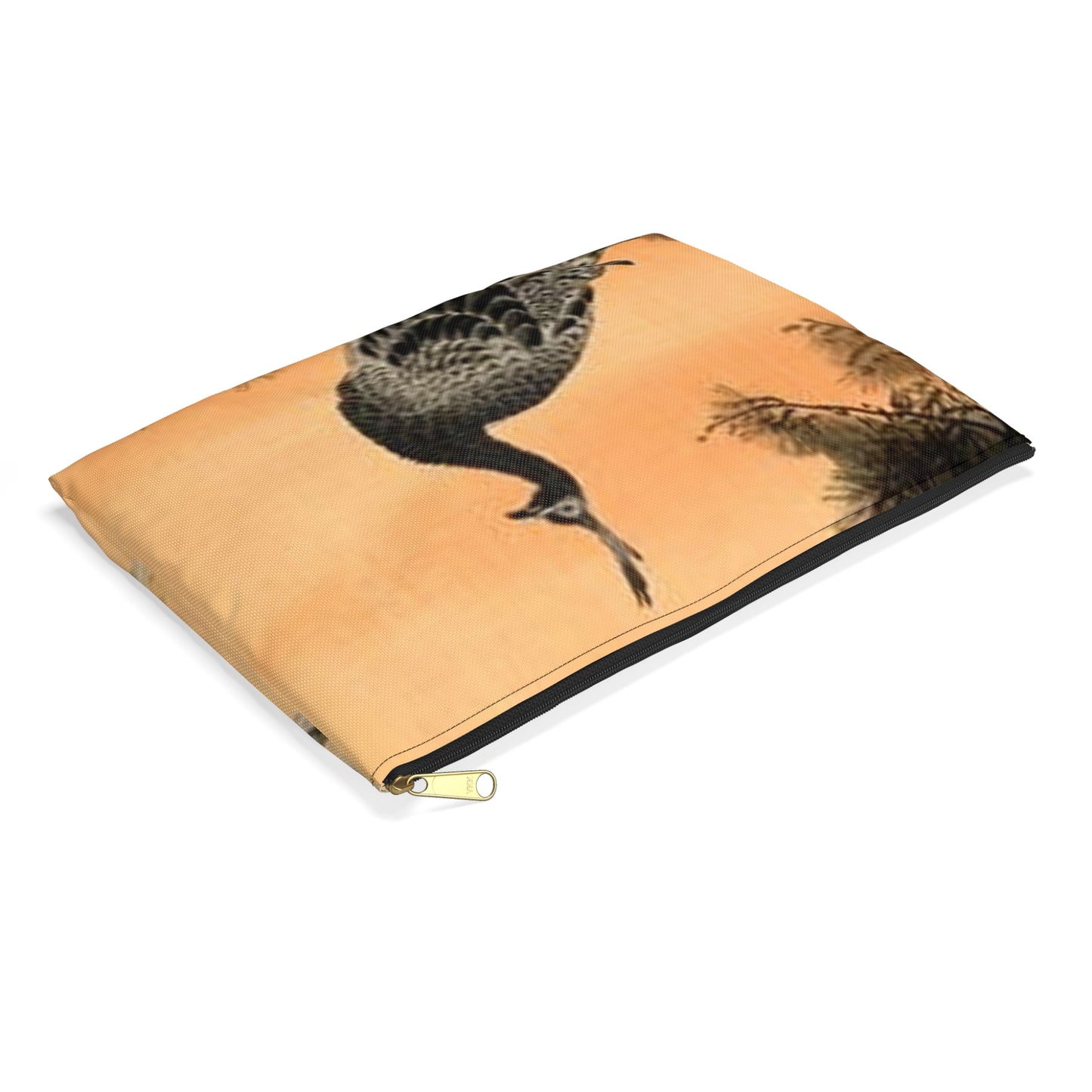 Koson - peacock-and-hen, Ohara Koson Large Organizer Pouch with Black Zipper