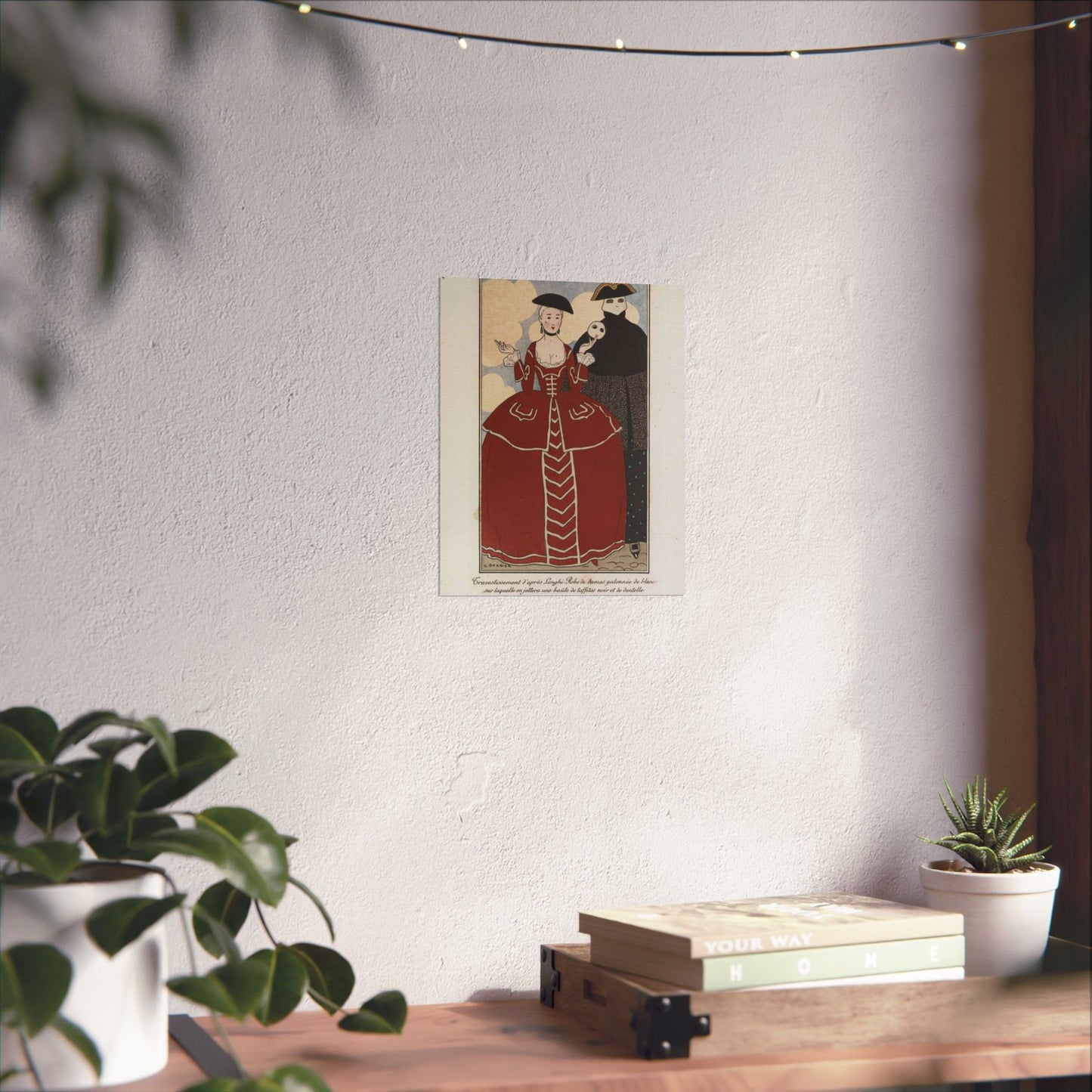 Fancy dress (Travestissement d'aprés Longhi - Robe de damas galonnée de blanc sur laquelle on jettera une baiite de taffetas noir et de dentelle) (CBL WEp 0847) High Quality Matte Wall Art Poster for Home, Office, Classroom