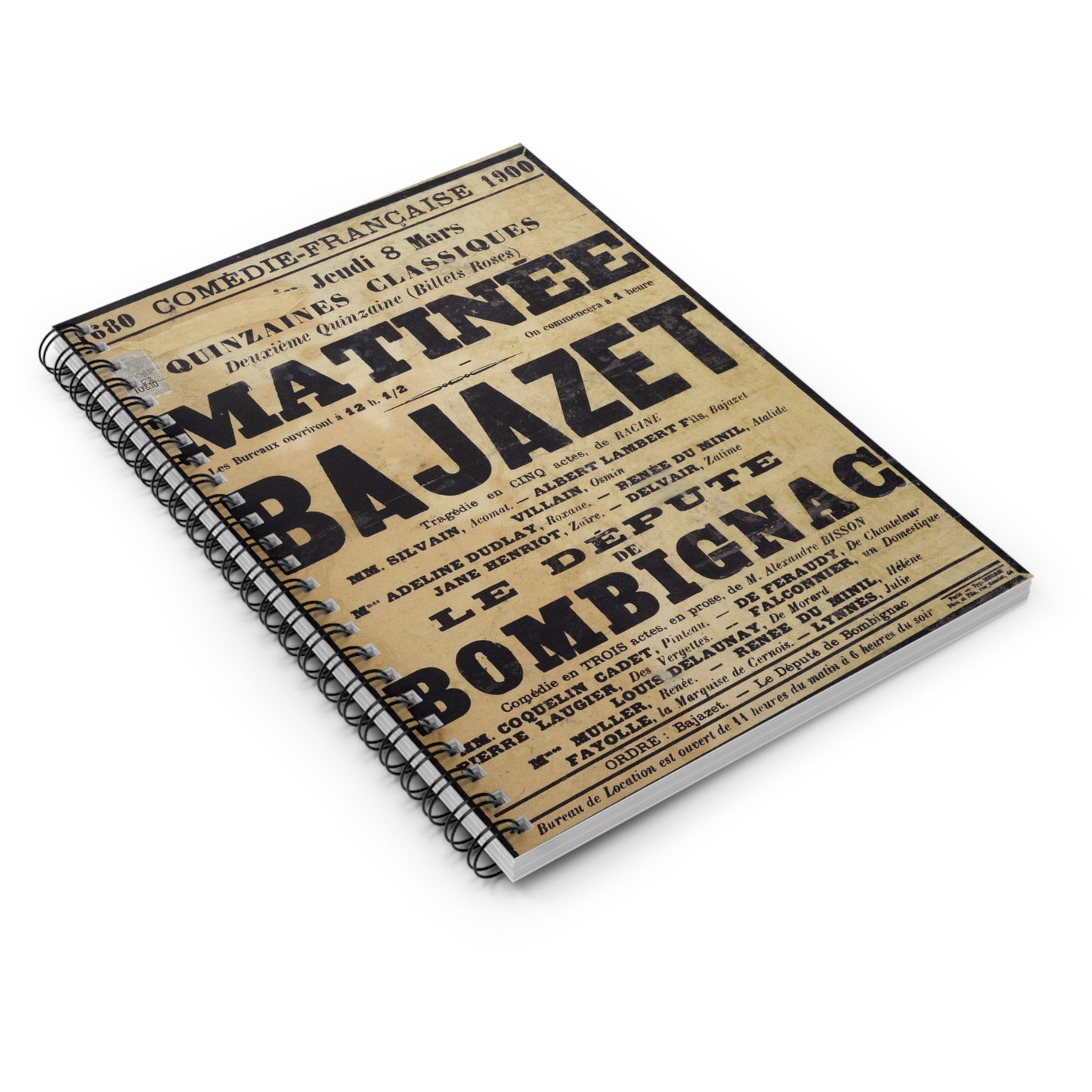 Poster of Bajazet 1900 - A poster advertising a concert in paris Spiral Bound Ruled Notebook with Printed Cover