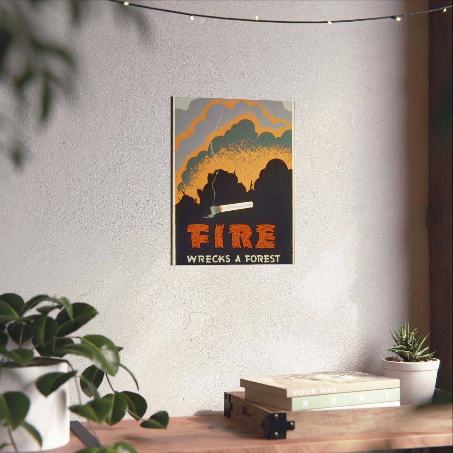 Fire wrecks a forest, Art Deco Poster High Quality Matte Wall Art Poster for Home, Office, Classroom