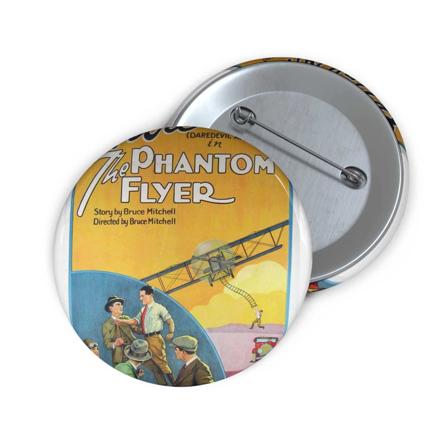 Phantom Flyer 1928 - Art Deco public domain image Pin Buttons with Crisp Design