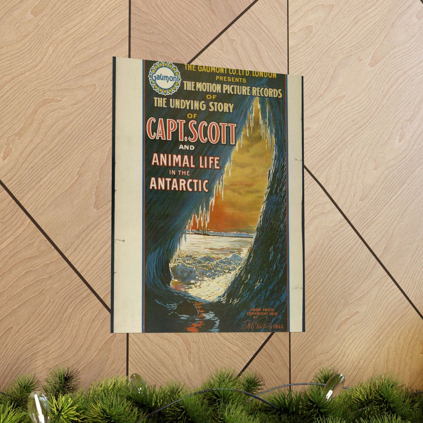 The Gaumont Co. L'T'D. London presents the motion picture records of the undying story of Capt. Scott and animal life in the Antarctic / The Morgan Lith. Co., Cleveland, O. High Quality Matte Wall Art Poster for Home, Office, Classroom