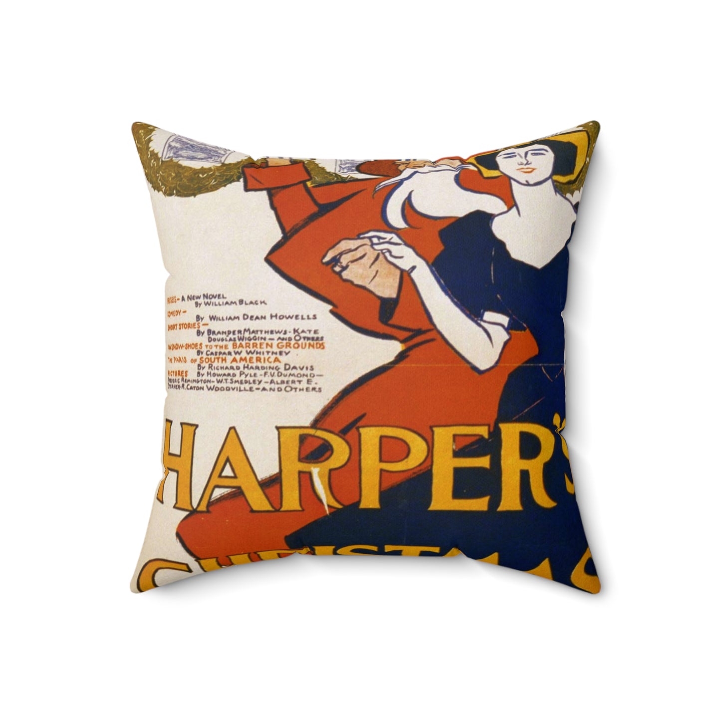 Edward Penfield - Harper's [for] Christmas, Art Nouveau Poster Decorative Accent Square Pillow