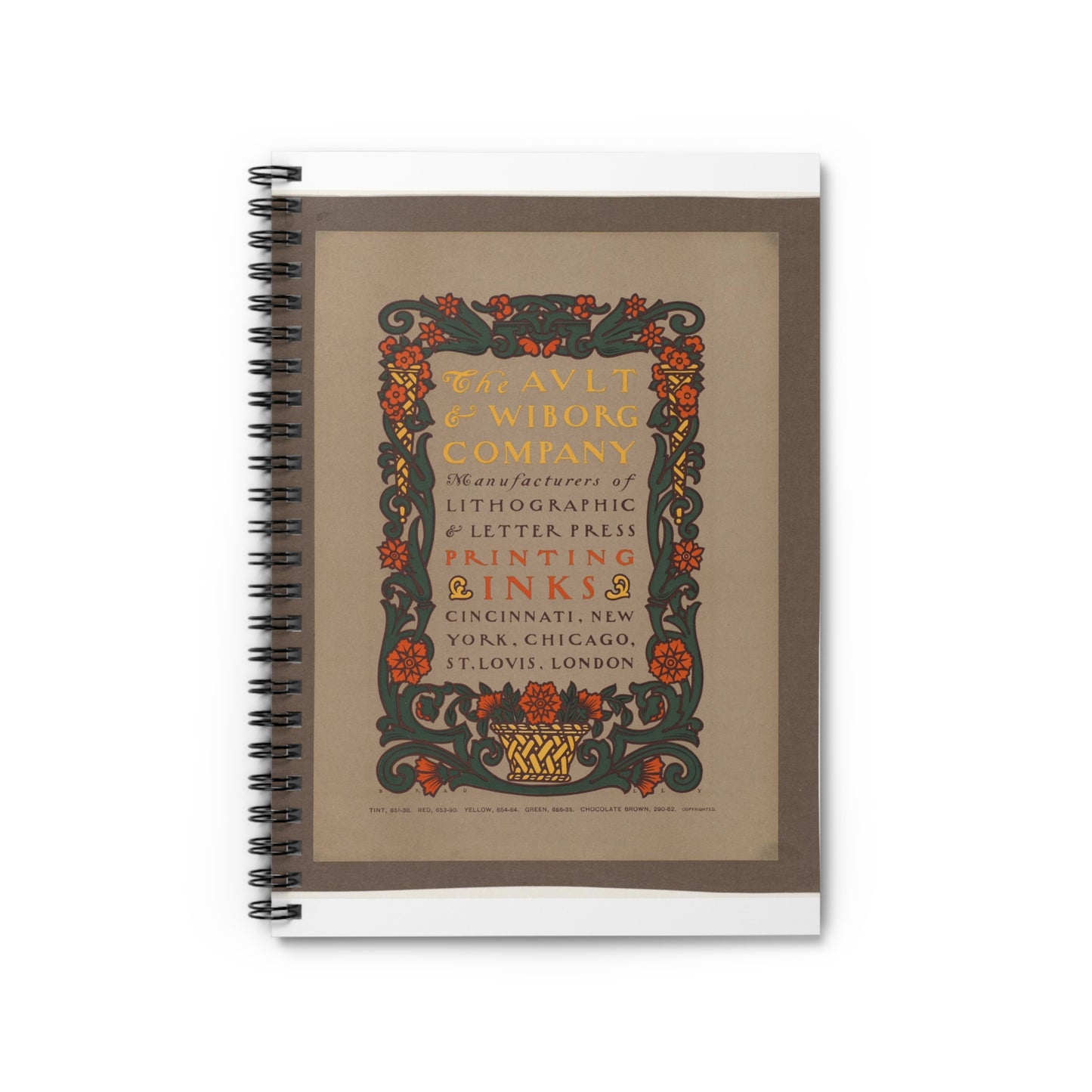 The Ault & Wiborg company - Public domain dedication image Spiral Bound Ruled Notebook with Printed Cover