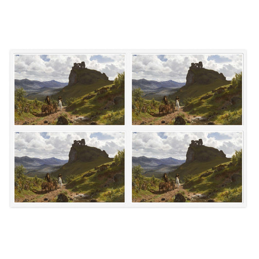 Auguste Bonheur - Les ruines du château d'Apchon Laminated UV Protective Vinyl Stickers
