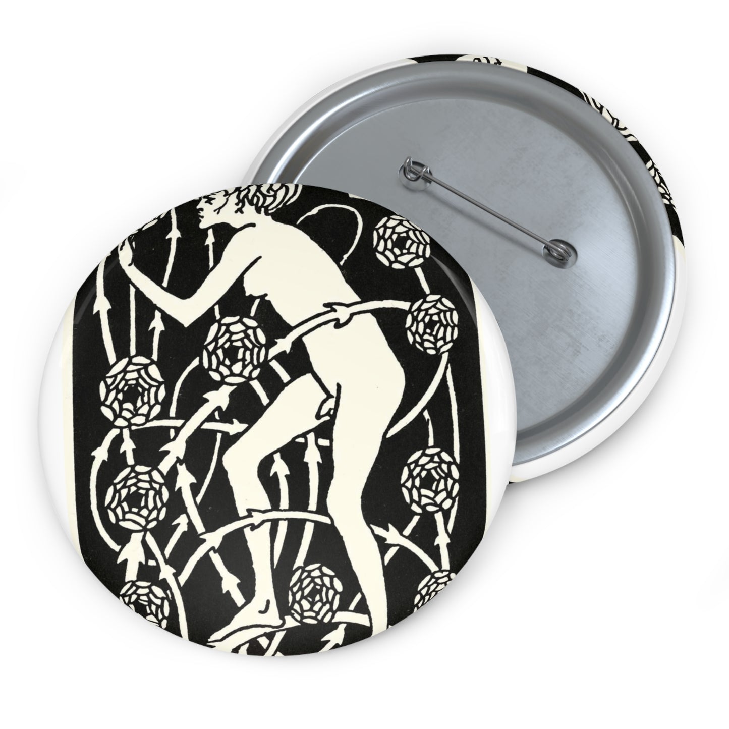 Hermaphroditus. Aubrey Beardsley - Le Morte d'Arthur Pin Buttons with Crisp Design