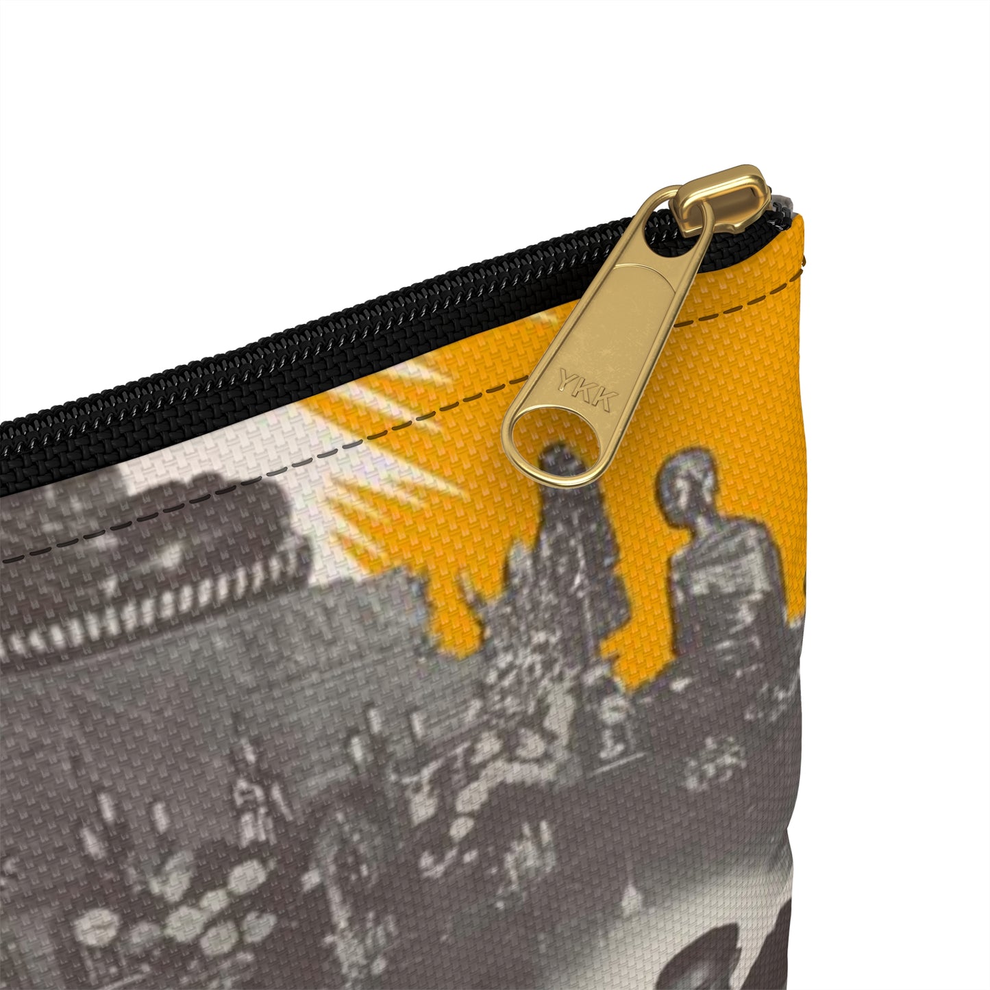 Communist Threat to Religion - A red and yellow poster with pictures of people Large Organizer Pouch with Black Zipper