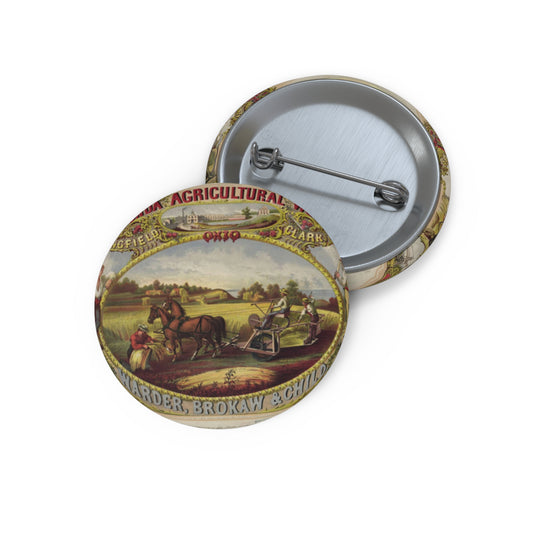 Lagonda Agricultural Works, Springfield, Clark County, Ohio, Warder, Brokaw & Child / E. Forbes, del. ; lith. of G.W. Lewis, N.Y. Pin Buttons with Crisp Design