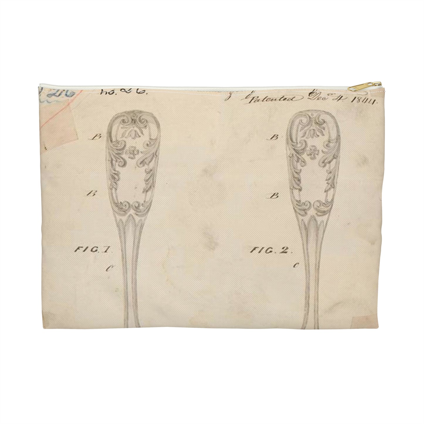 Patent drawing - Drawing of Design for Silver Forks Public domain  image Large Organizer Pouch with Black Zipper