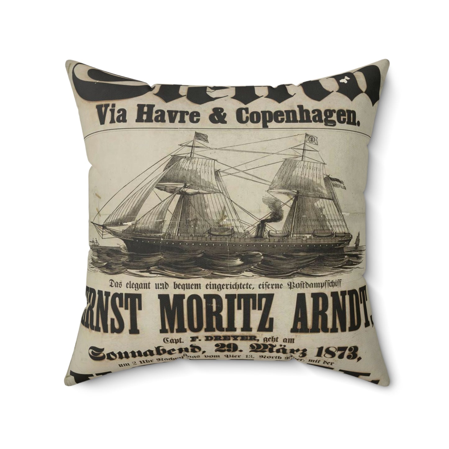 Baltischer Lloyd - dampfschifssabrt nach Stettin via Havre & Copenhagen Decorative Accent Square Pillow