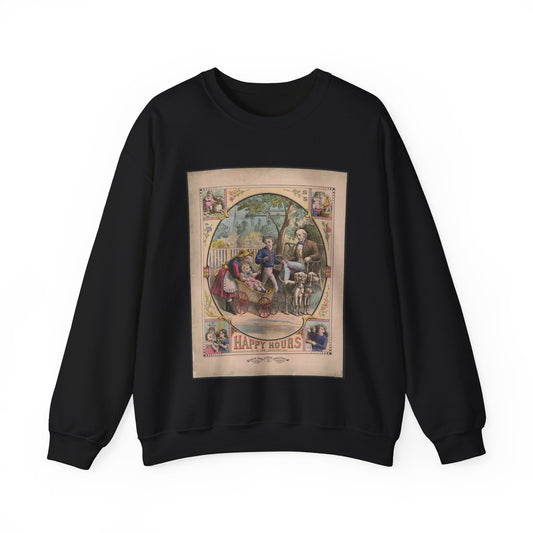 Happy hours in the country - Public domain graphic arts, Library of Congress Black Heavy Blend Adult Crew Neck SweatShirt