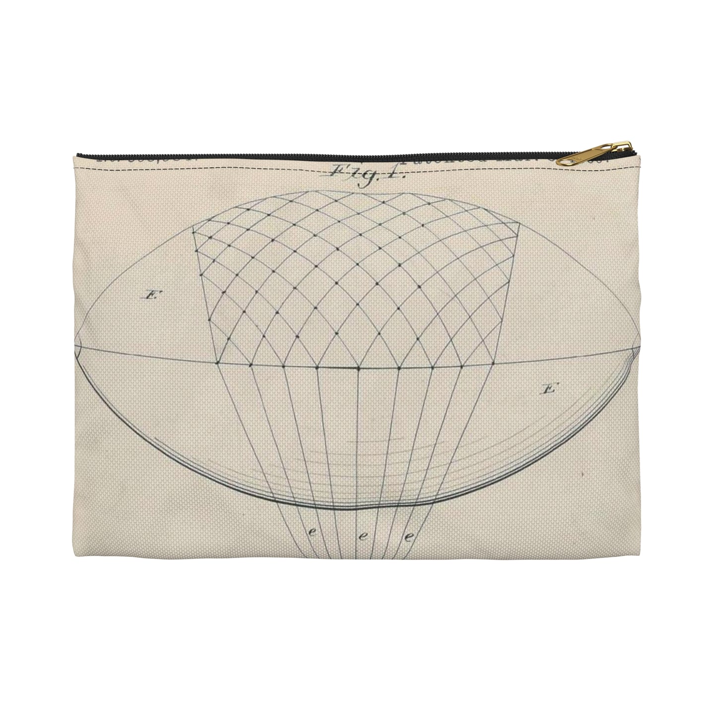 Patent drawing - for R. J. Spalding's Flying Machine Public domain  image Large Organizer Pouch with Black Zipper