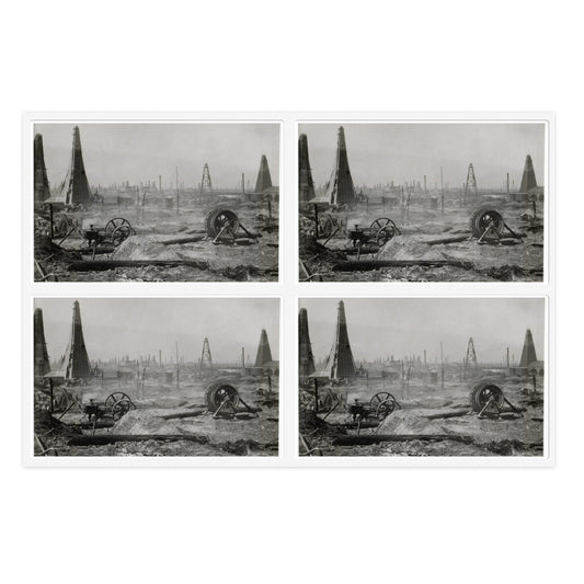 Baku. Oil production. - Drawing. Public domain image. Laminated UV Protective Vinyl Stickers