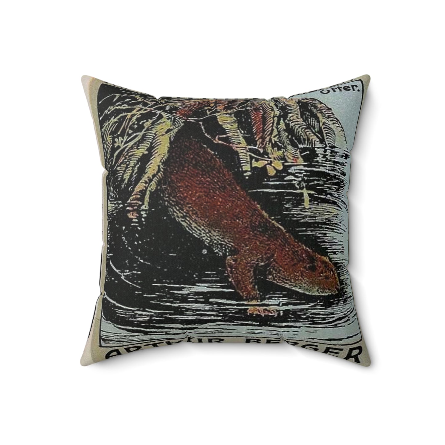 Arthur Berger, fur trader in Leipzig, c. 1910, brand advertisings (07) Decorative Accent Square Pillow