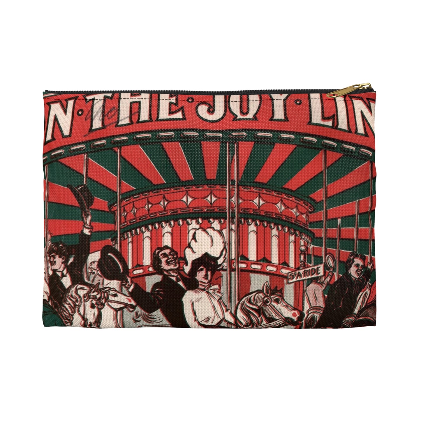 On the joy line - Public domain American sheet music Large Organizer Pouch with Black Zipper