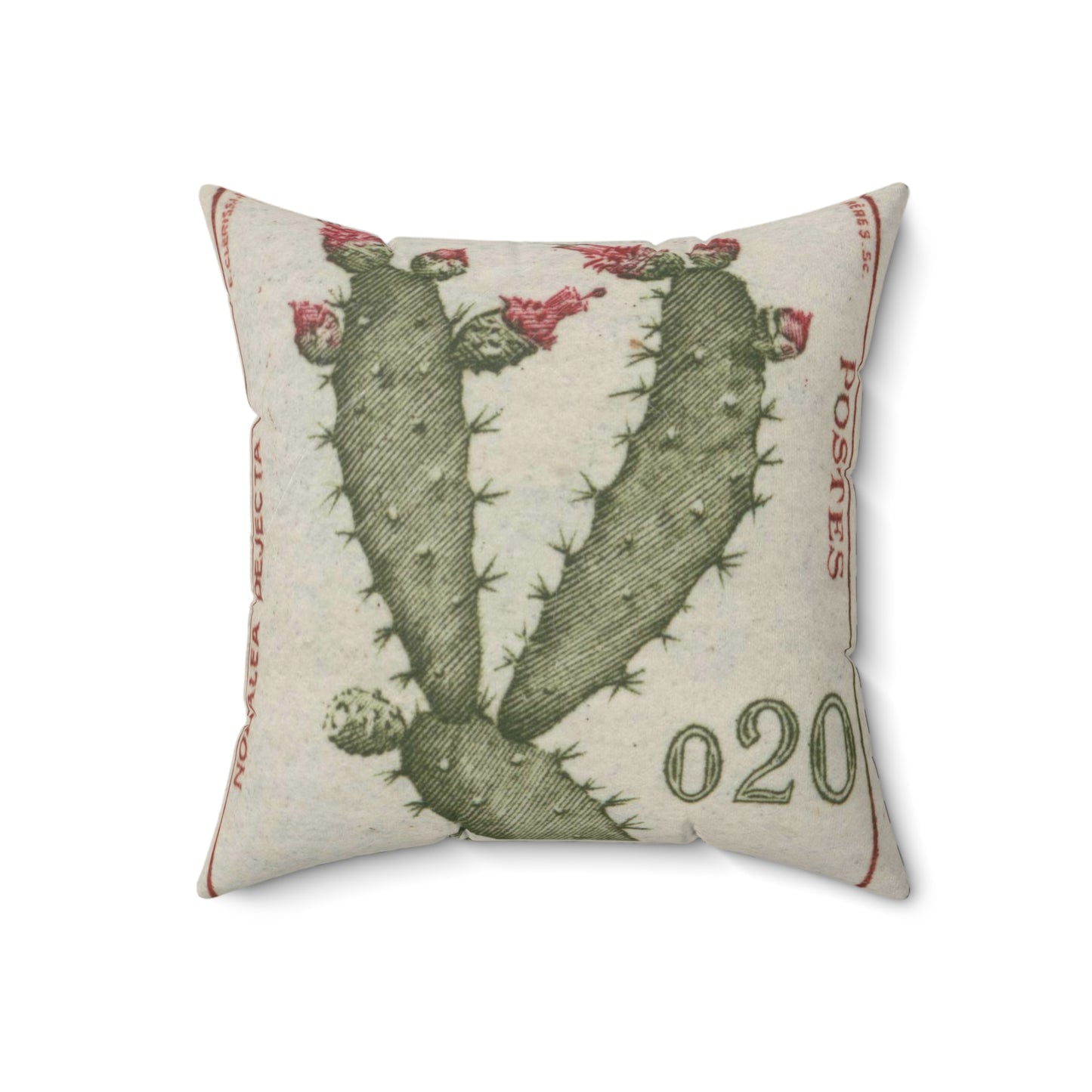 Frimärke ur Gösta Bodmans filatelistiska motivsamling, påbörjad 1950.Frimärke från Monaco, 1960-62. Motiv av kaktus. "Rainer III serie: diverse". Decorative Accent Square Pillow