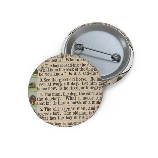 School and family charts, accompanied by a manual of object lessons and elementary instruction, by Marcius Willson and N.A. Calkins. No. V. Reading: fourth lessons Pin Buttons with Crisp Design