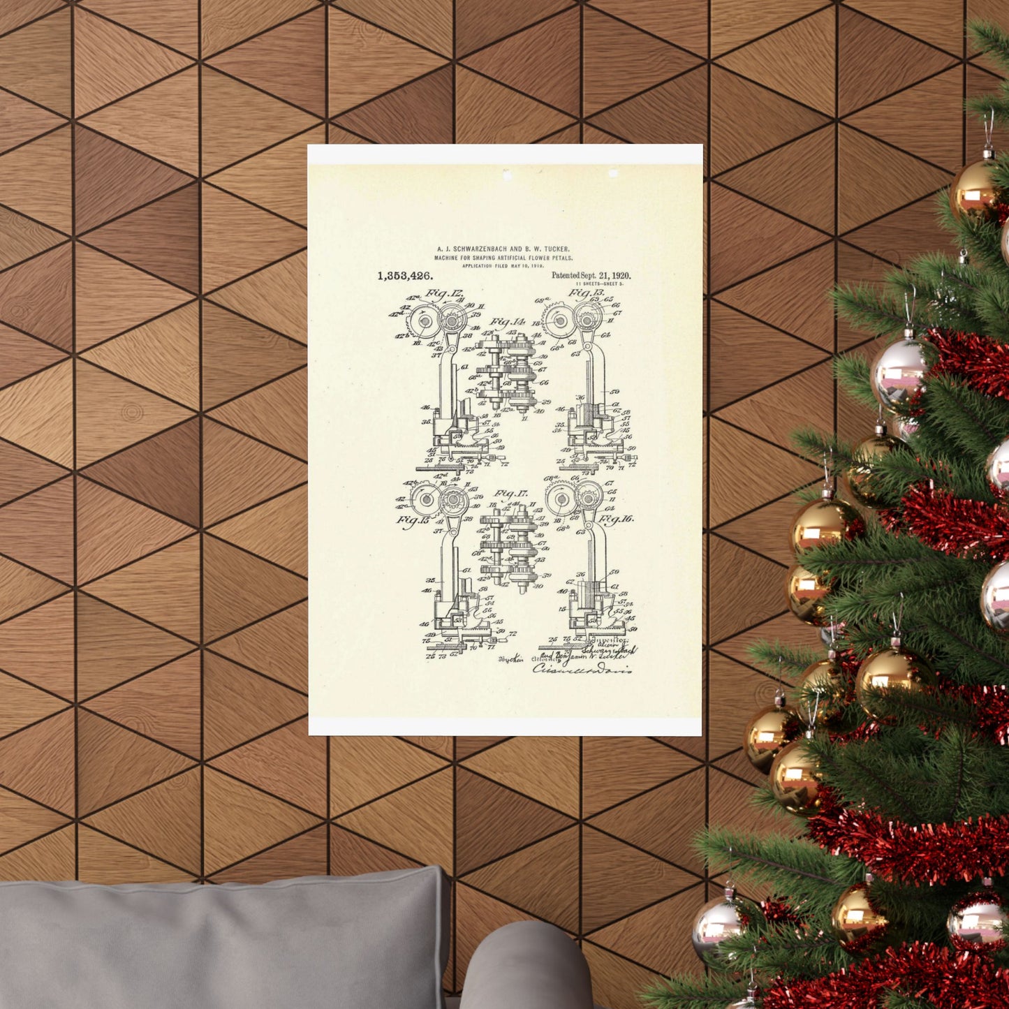 Patent Case File No. 1,353,426, Machine for Shaping Artificial-Flower Petals, Inventor(s)- Alwin J. Schwarzenbach and Benjamin W. Tucker. - DPLA - 73ca175439733b642c8783cdd58e8940 (page 42) High Quality Matte Wall Art Poster for Home, Office, Classroom