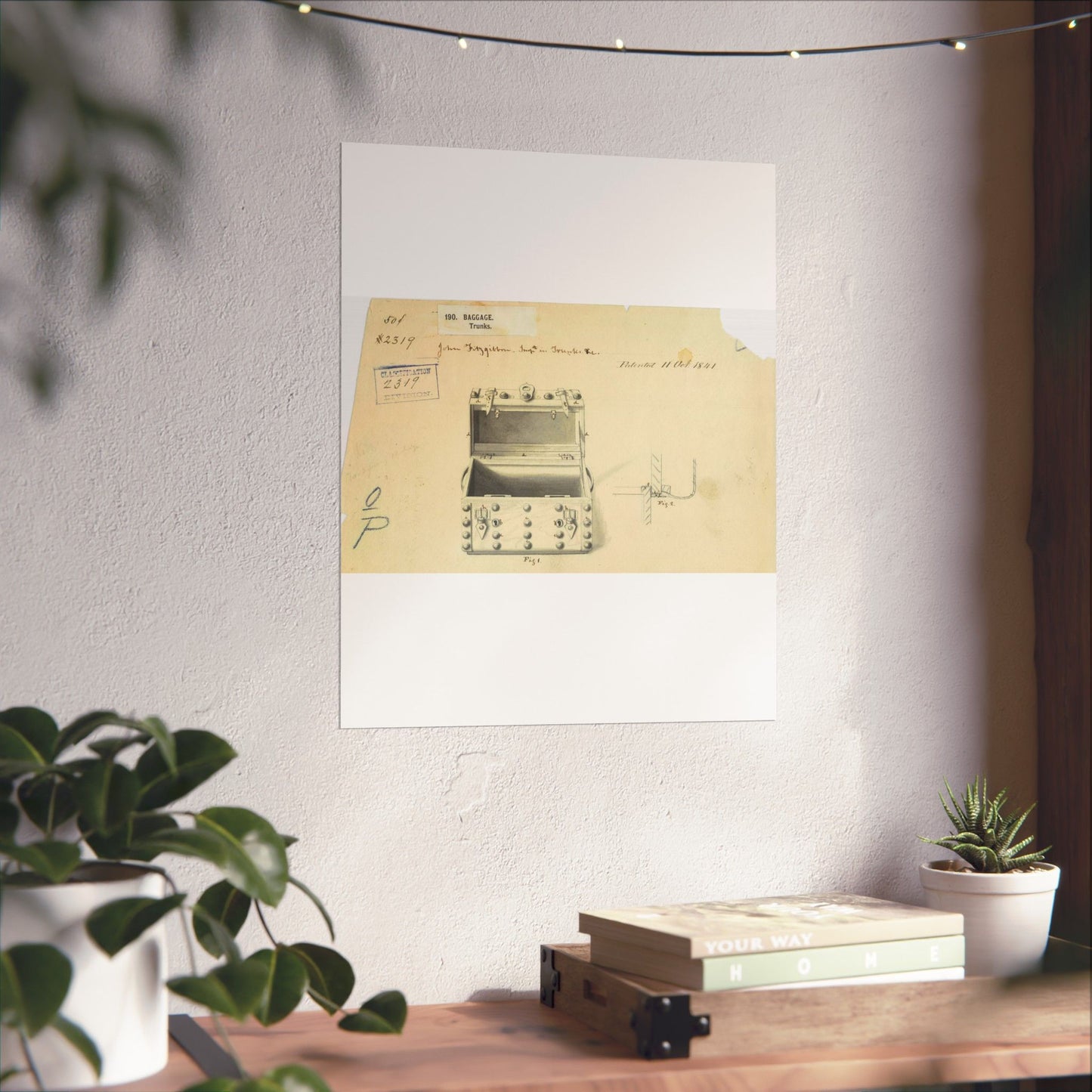 Patent drawing - Drawing of a Traveling Trunk Public domain  image High Quality Matte Wall Art Poster for Home, Office, Classroom