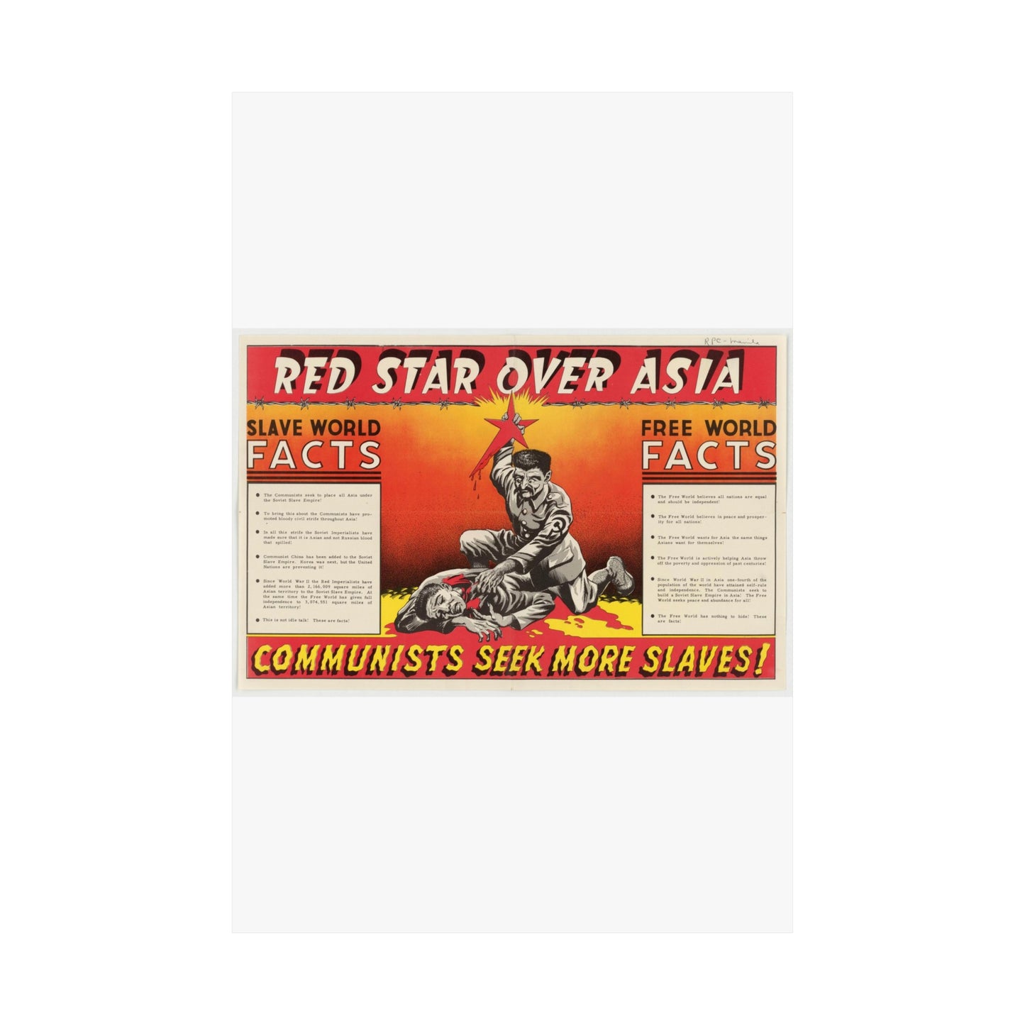 Red Star Over Asia PO-24-E, United States information service propaganda High Quality Matte Wall Art Poster for Home, Office, Classroom