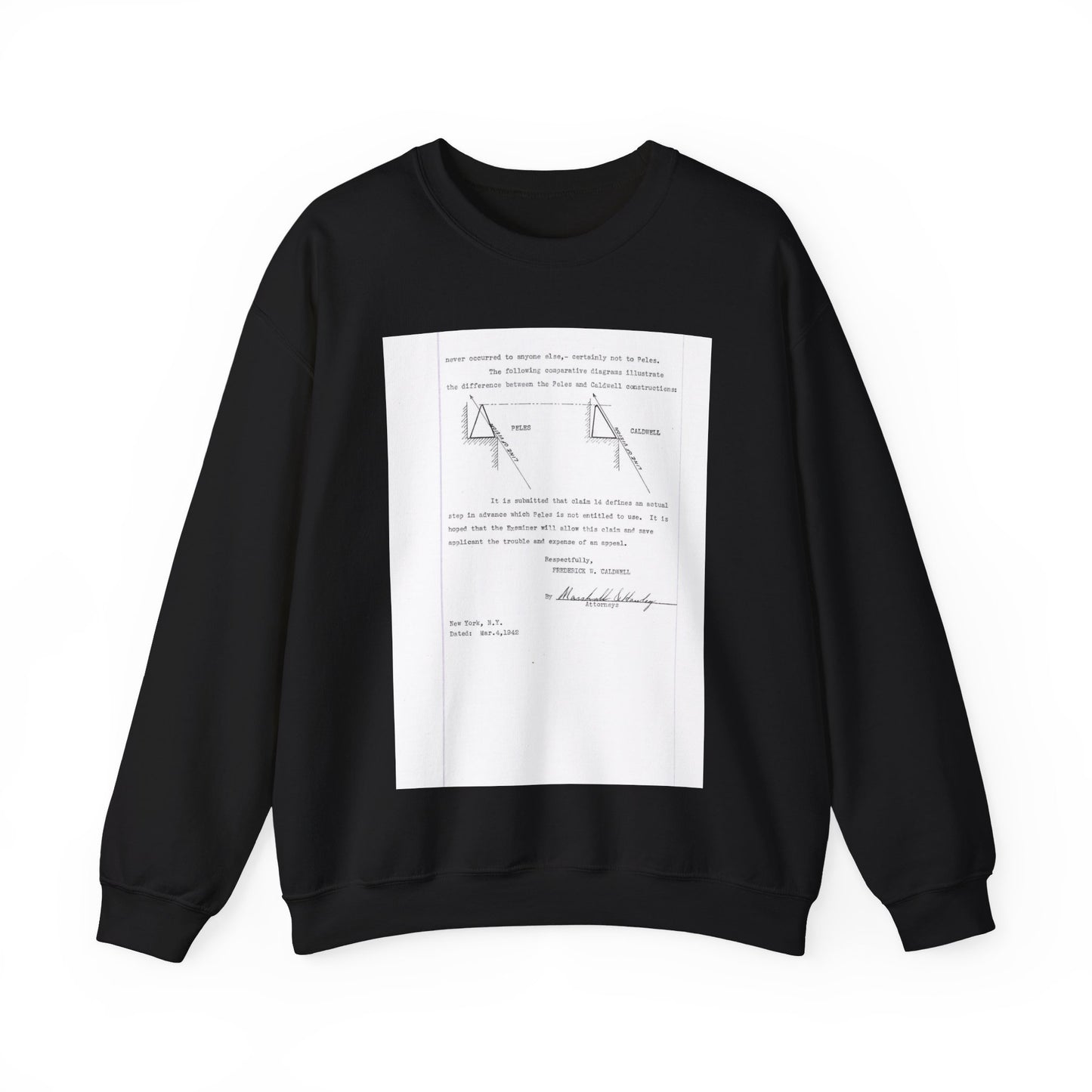 Patent Case File No. 2,298,194, Birdproofing, Inventor- Frederick W. Caldwell. - DPLA - 74c301010ed26c59dcbf62dd3cb26c47 (page 52) Black Heavy Blend Adult Crew Neck SweatShirt