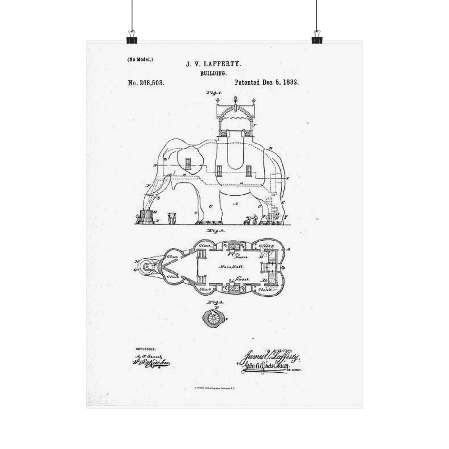 Patent Drawing of Engine - Lucy-USpatent268503 1882 Public domain  image High Quality Matte Wall Art Poster for Home, Office, Classroom