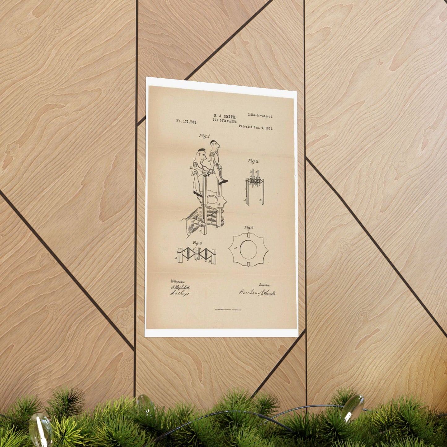 Patent drawing - for a Toy Gymnast Public domain  image High Quality Matte Wall Art Poster for Home, Office, Classroom