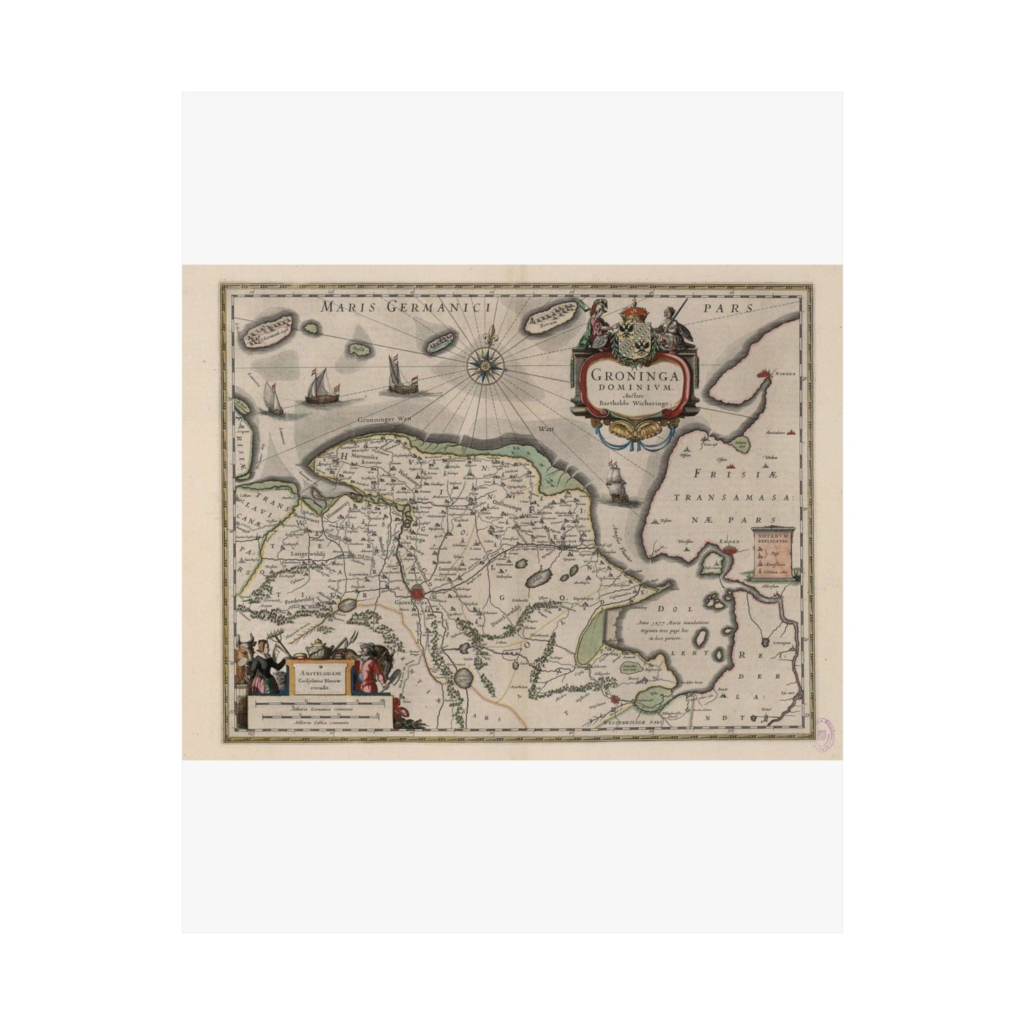 Blaeu 1645 - Groninga Dominium (2nd) High Quality Matte Wall Art Poster for Home, Office, Classroom