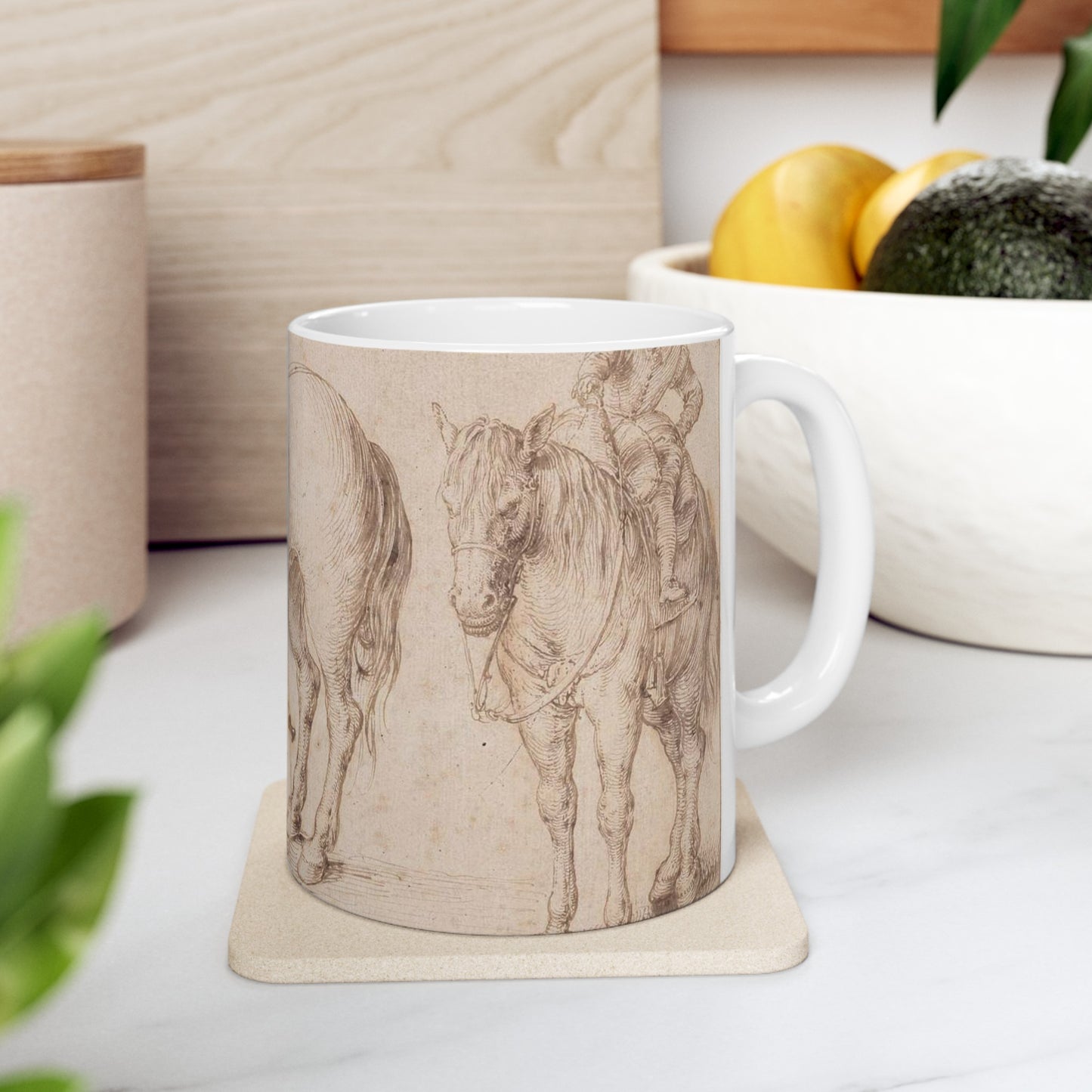 Two studies of a saddled horse and of a horse with a boy astride; verso: Study of a bean plant Beautiful Novelty Ceramic Coffee Mug 11oz