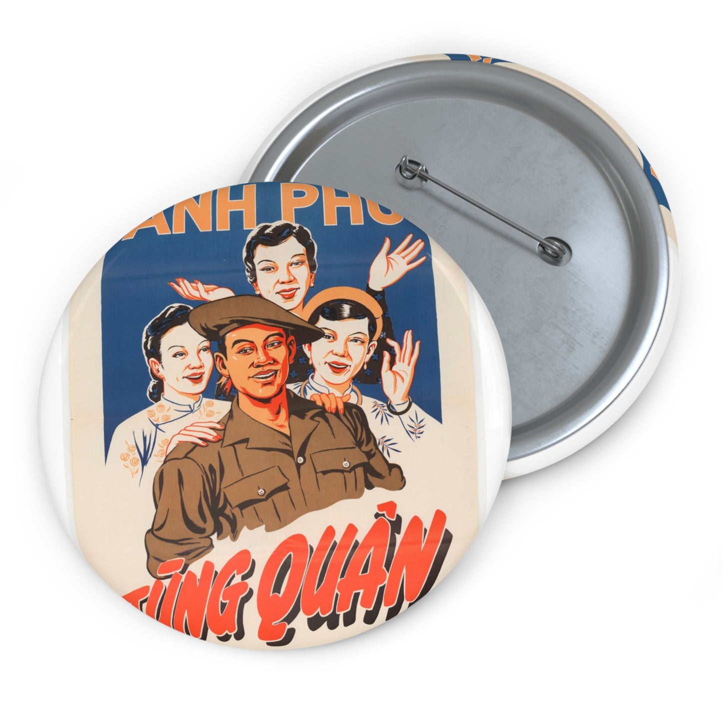 Viet Poster #5, Cold War American Propaganda poster Pin Buttons with Crisp Design