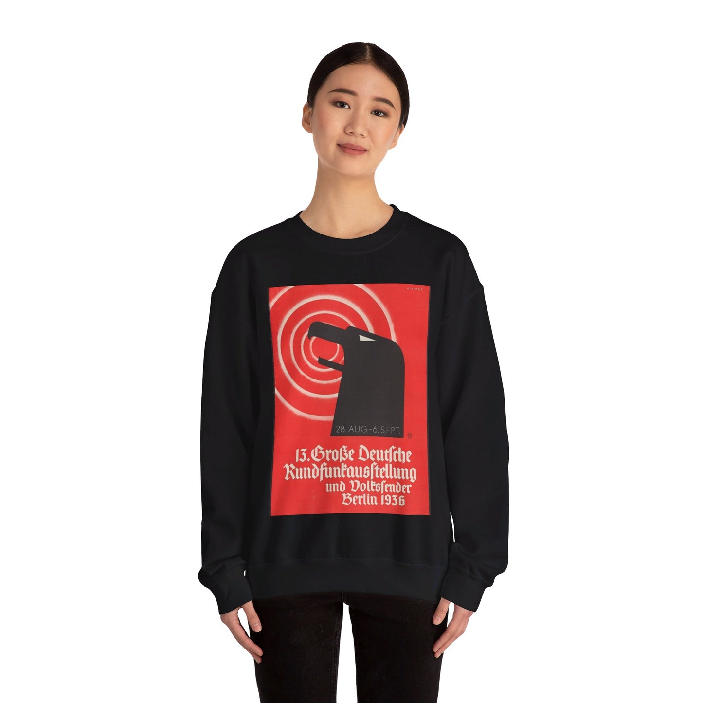 13 Grosse deutsche Rundfunkausstellung und Volkssender, Berlin 1936 / Riemer. Black Heavy Blend Adult Crew Neck SweatShirt