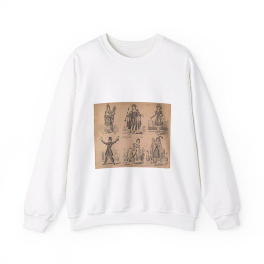 Madame Vestris in six favorite characters (Apollo, Page, Don Giovanni, Captain Macheath, Maria Darlington, and Mandane) White Heavy Blend Adult Crew Neck SweatShirt