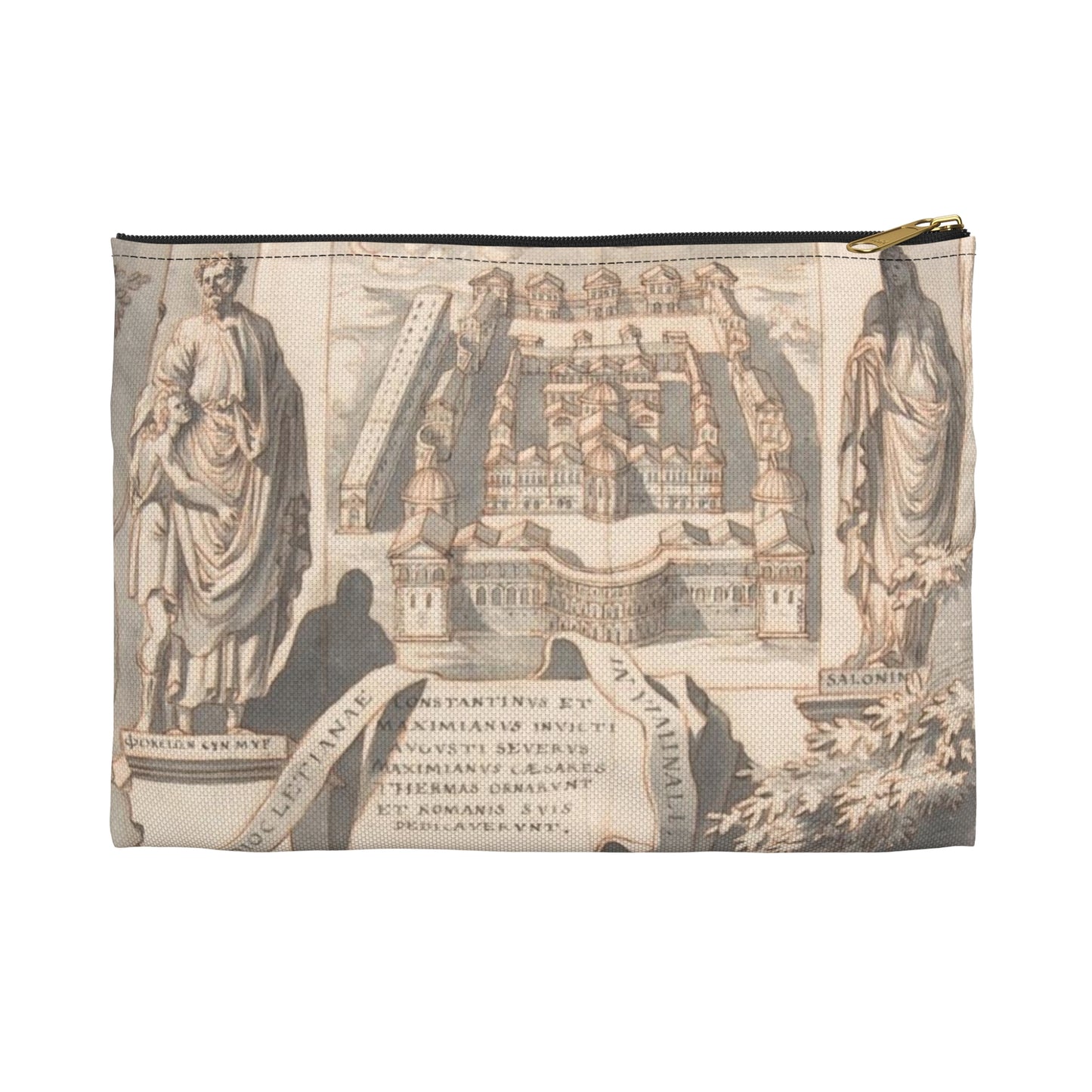 A Reconstruction of the Thermae of Diocletian (above) and a View of the Ruins (below) Large Organizer Pouch with Black Zipper